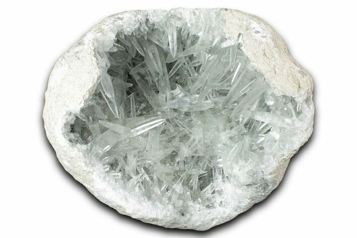 Lustrous Celestine (Celestite) Geode Section - Sharp Crystals! #346960